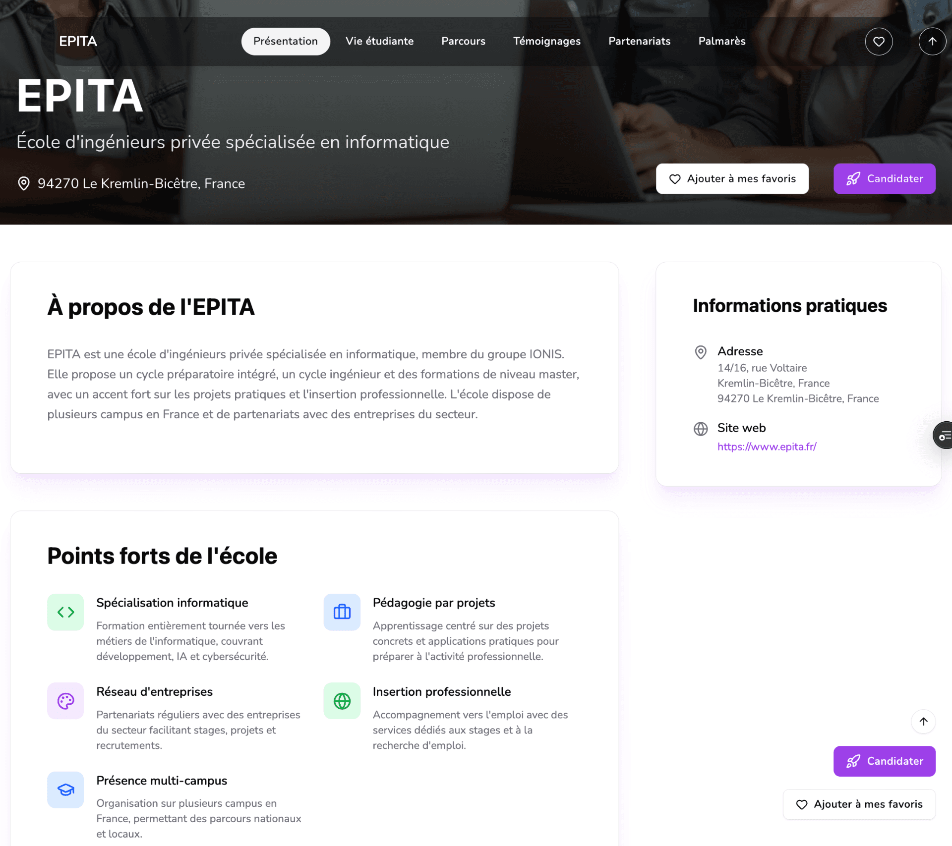 Aperçu plateforme - Présentation