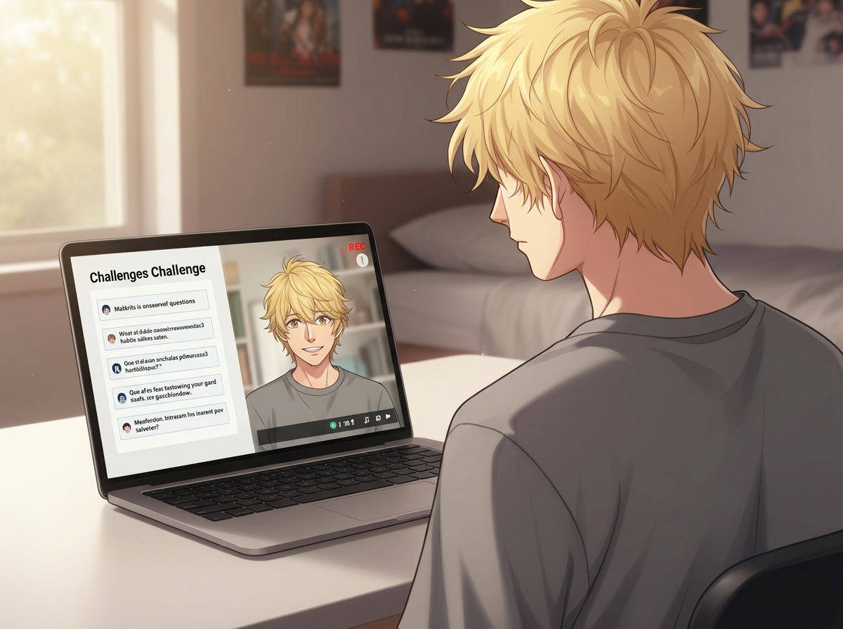 Candidat répondant à un challenge vidéo