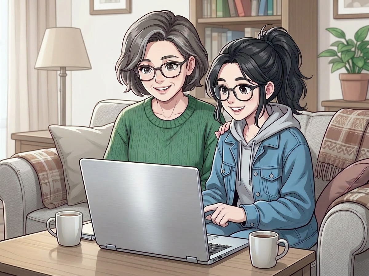 Parent et enfant explorant la plateforme ensemble